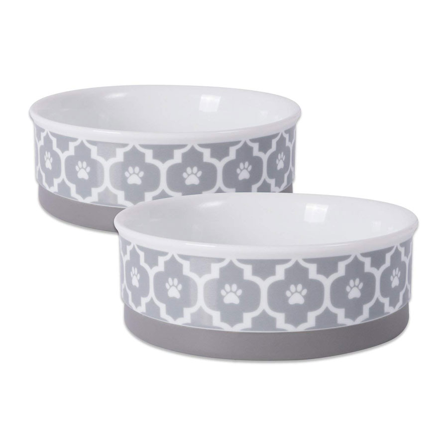 Bone Dry DII Lattice Ceramic Silicone Rim Dog Bowl