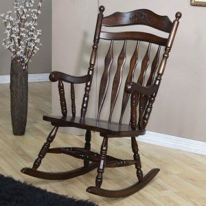 Coaster Carved Detail Walnut Finish Rocking Chair