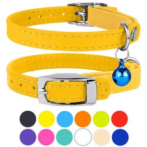 CollarDirect Elastic Strap Breakaway Leather Cat Collar