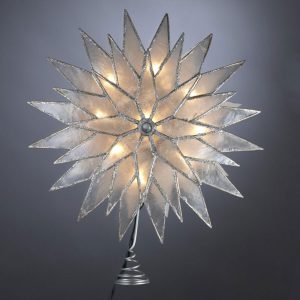 Kurt Adler Capiz Silver Sunburst Star Christmas Tree Topper