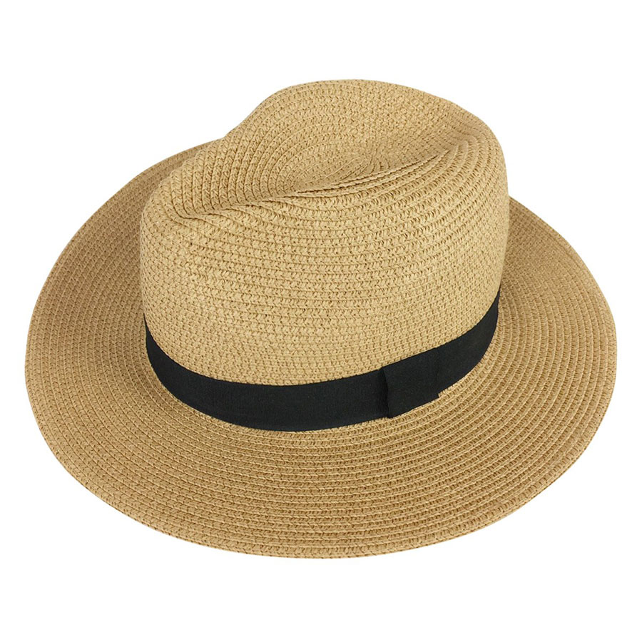 Lanzom Wide Brim Straw Fedora Beach Sun Hat