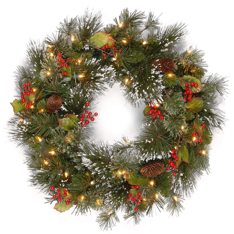 National Tree Wintry Pine Red Berries Christmas Wreath