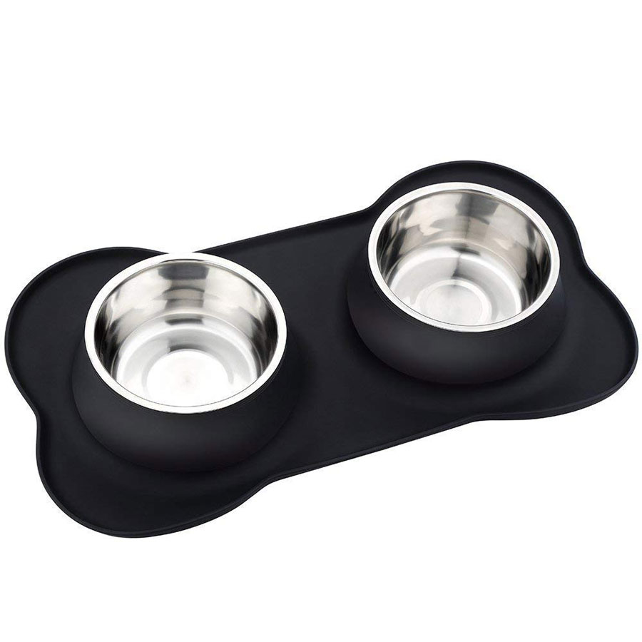 Urpower Silicone Mat Stainless Steel Dog Bowl